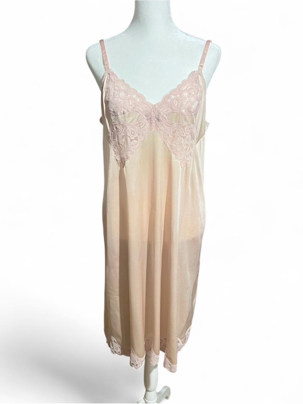 Vintage 1960’s Delicate Beige Lace Trim Slip Dress